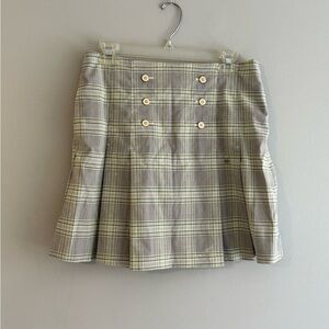 Izod Plaid Pleated Skirt in Gray and Cream
